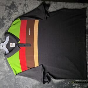 Vintage Burger King Shirt 5XL Black Striped Polo Work Uniform